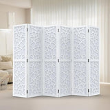 VINGLI 70'' H Room Divider, Non-Woven Fabric Privacy Screen, Indoor Partition Wall Dividers, Freestanding Hinged Space Separator with Modern Unique Pattern (White, 6 Panel) VINGLI