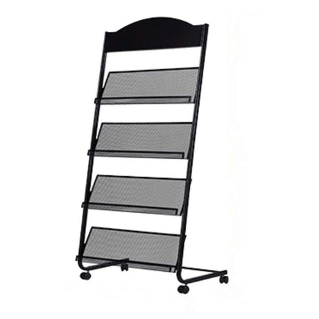 GENMO Floor-Standing Magazine Rack - Display & Store Newspapers, Magazines & Books - Simple Iron (Black) GENMO