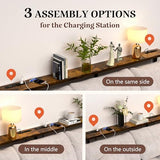 GRLEAF 90" Sofa Table with Built-in Power Strip (4 AC Outlets & 4 USB Ports) – 4.9ft Power Cord, Metal Frame, Easy Assembly, Long Couch Table Behind Sofa, Living Room and Home Office | Rustic Brown GRLEAF