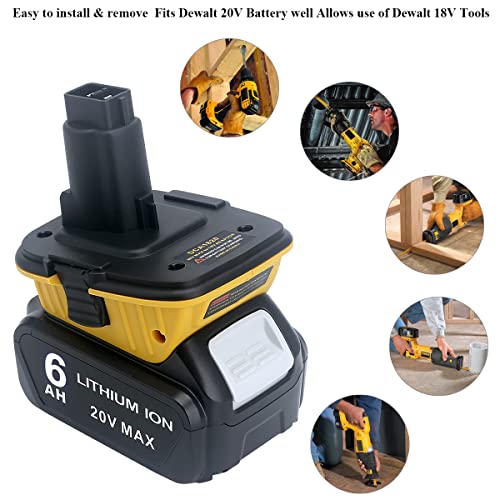 Qbmel 2-Packs DCA1820 18V to 20V Battery Adapter Replace for 20V MAX Lithium Battery DCB200 DCB203 DCB204 DCB205 DCB206 for 18Volts Tools NiCad & NiMh Battery DC9096 DW9096 DC9098 DW9099 Qbmel