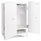 BABESIDE Wooden Baby Doll Closet, Wooden Furniture Armoire Dolls Wardrobe for Baby Doll Clothes Storage, Fit 12-16 Inch Doll Clothes, Includes 10 Clothes Hangers, Pretend Play for 3+ Girls Boys BABESIDE