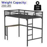 HomJoones Metal Loft Bed,Metal Twin Loft Bed Frame,Mattress Foundation,Space-Saving,Noise Free, for Adults/Teens,No Box Spring Needed,Easy Assembly,Twin (Black) HomJoones