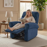 MCombo Compact Wall Hugger Power Recliner Chair for Small Spaces, Dual USB-A/C Ports, Rolled Arm Recliner for Living Room & RV, Fabric PR520 (Fabric, Navy Blue, Small)