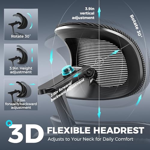TECHREST Ergonomic Office Chair with Footrest, Big and Tall Home Desk Chair, High Back Rolling Computer Chair with 3D Arms and Lumbar Support, Comfortable Gaming Chair, Swivel Mesh Chairs, Black TECHREST