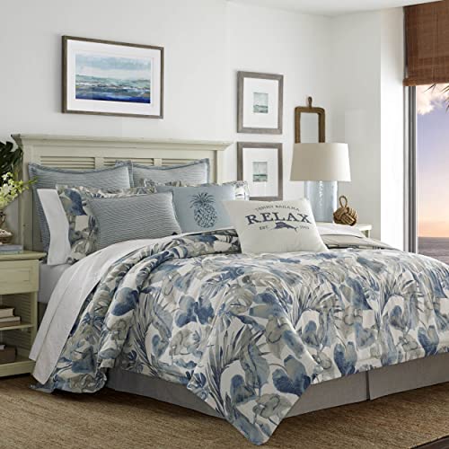 Tommy Bahama - California King Comforter Set, Soft Woven Bedding with Matching Pillowcases & Bed Skirt, Medium Weight for Year Round Comfort, 4 Piece Bed Set (Raw Coast Blue) Tommy Bahama