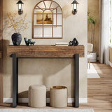 Tribesigns 41" Narrow Entryway Table, Wooden Console Table with with Storage, Industrial Small Sofa Table with Mesh Metal Legs for Foyer, Hallway, Entryway, Living Room, Rustic Brown & Black Tribesigns