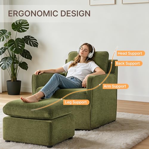 KISLOT Swivel Accent Chair Rocking Recliner 360 Degree Swivel Armchair Machine-Washable Cover for Nursery Living Room Bedroom