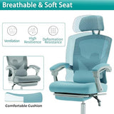 Simple Deluxe Home Office Desk Chair with Footrest, High-Back Mesh Rolling Swivel Reclining Chairs with Wheels, Comfortable Headrest, Lumbar Support, Comfy Arms Simple Deluxe