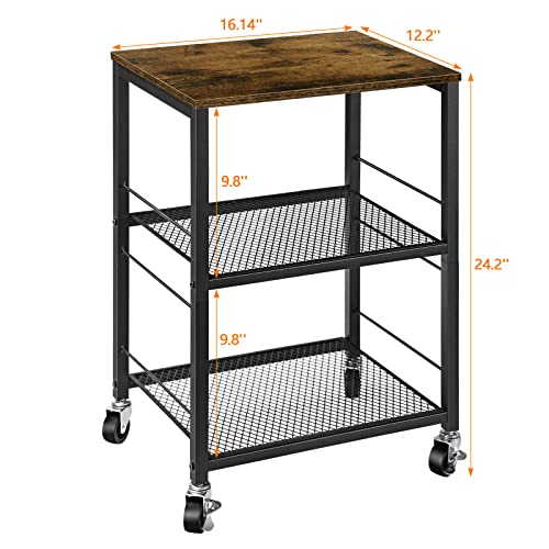 OYEAL Night Stand Industrial End Table with Storage Shelf Farmhouse Sofa Side Table for Small Spaces, Bedside Table for Living Room Bedroom, Stable Metal Frame,Rustic Brown OYEAL