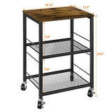 OYEAL Night Stand Industrial End Table with Storage Shelf Farmhouse Sofa Side Table for Small Spaces, Bedside Table for Living Room Bedroom, Stable Metal Frame,Rustic Brown OYEAL