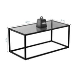 SAYGOER Glass Coffee Table Modern Coffee Tables Simple Rectangular Center Table with Open Space for Living Room Home Office,39.3 x 19.7 x 17.7Inches, Gray Black SAYGOER