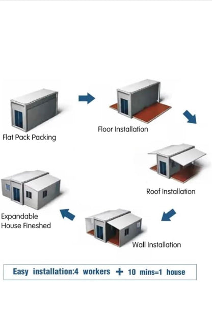 40FT Prefab House,Portable Container House to Live in with 3 Bedroom,1 Full Equiped Bathroom and Kitchen,Prefabricated Tiny House for Living,Foldable Mobile Home, Office, AirBNB - WoodArtSupply