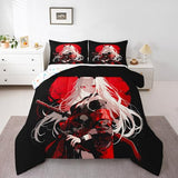 Erosebridal Twin Japanese Anime Bedding Set for Kids, Anime Girl Comforter Set Kawaii Japanese Style Duvet Insert Cartoon Japan Animation Quilt for Boys Teens Adult Women Bedroom, Red Black Erosebridal