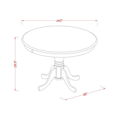 East West Furniture HBT-LWH-TP Hartland Dining Room Table - a Round kitchen Table Top with Pedestal Base, 42x42 Inch, Linen White