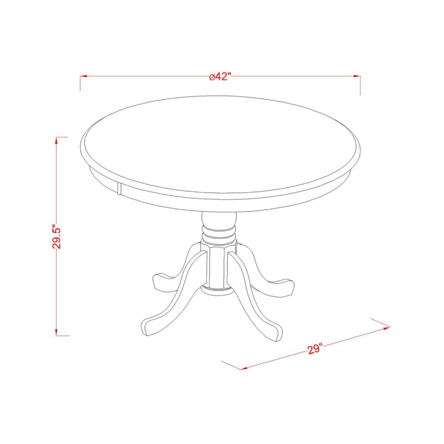 East West Furniture HLNI5-BMK-W 5 Piece Dining Room Furniture Set Includes a Round Dining Table with Pedestal and 4 Wood Seat Chairs, 42x42 Inch, Buttermilk & Cherry - WoodArtSupply