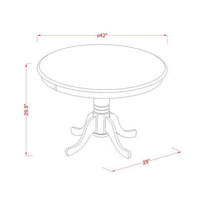 East West Furniture HLNI5-BMK-W 5 Piece Dining Room Furniture Set Includes a Round Dining Table with Pedestal and 4 Wood Seat Chairs, 42x42 Inch, Buttermilk & Cherry - WoodArtSupply