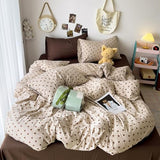 Jolusere Light Khaki Duvet Cover Full Chocolate Brown Love Heart Bedding Set for Girls Boys Simple Fashion Love Heart Shaped Pattern Comforter Cover Reversible Soft Microfiber 3Pcs Zipper Closure Jolusere