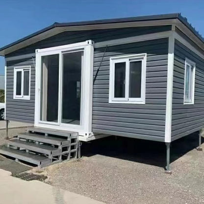 Modern 2 bedroom luxury 40ft 20ft movable foldable expandable Prefab House Comfort Portable Tiny Spacious living Steel Frame Expandable Design Secure Prefab House for Office Hotel or Cozy Liv - WoodArtSupply