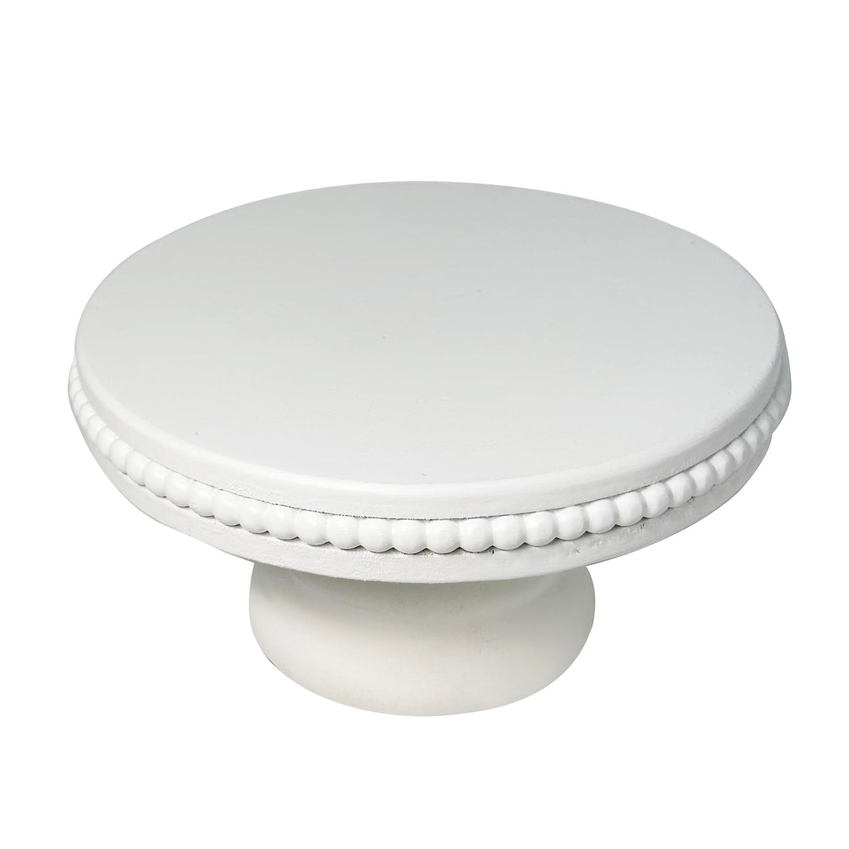 dwellington White Wash Display Wood Riser, 8.25inch Shabby Chic Pedestal Tray Decor with Beads, Farmhouse Display Stands for Coffee Bar, Bathroom, Kitchen Island (White) dwellington