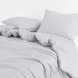 Wake In Cloud - Striped Comforter Set, 100% Cotton Fabric, Ticking Stripe Vertical Pinstripe Neutral Farmhouse Aesthetic, 3 Pieces Bedding Set, Gray, King Size Wake In Cloud