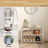 HOMEFORT 3-Tier Shoe Rack, Shoe Storage Shelf, Industrial Shoe Tower, Narrow Shoe Organizer for Closet Entryway, Small Shoe Rack Table with Durable Metal Shelves, White Oak HOMEFORT