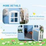 Outsunny Playhouse for Kids Outdoor, Country Style Wooden Playhouse with Flower Pot Holders, Working Door, Windows, Service Stations for 3-7 Years, Outsunny