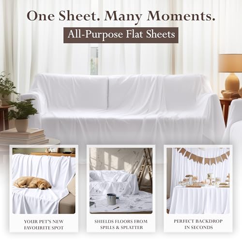Utopia Bedding Flat Sheet - 1 Pack (Twin, White) - Soft Brushed Microfiber Fabric - Shrinkage & Fade Resistant Top Sheet - Easy Care Bed Sheet Utopia Bedding