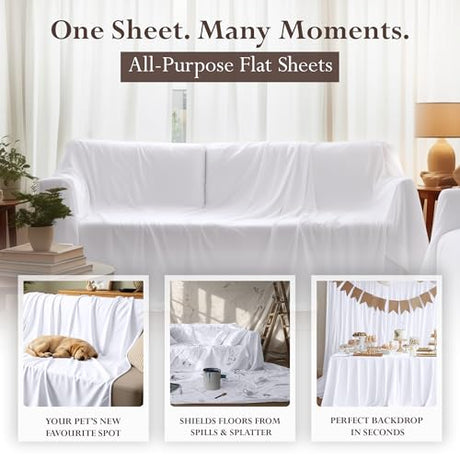Utopia Bedding Flat Sheet - 1 Pack (Twin, White) - Soft Brushed Microfiber Fabric - Shrinkage & Fade Resistant Top Sheet - Easy Care Bed Sheet Utopia Bedding