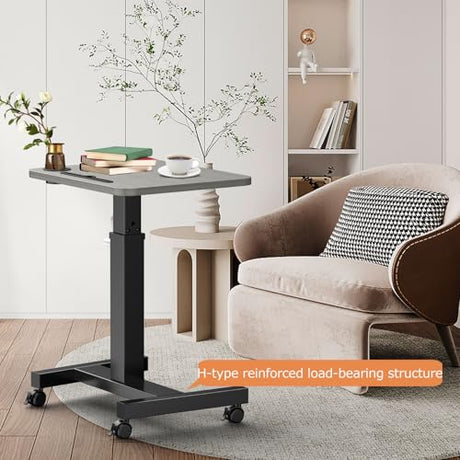 WNJQBY Mobile Standing Desk with Wheels, Elevating Table,Lift desks for Home Office,Rolling Portable Laptop Desk Height Adjustable, Mobile Computer Desk,Small Sit Stand Workstation（Black） WNJQBY