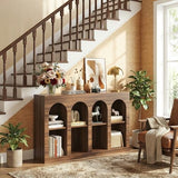 LIKEMET 55" Arched Console Table, Mid Century Modern Entryway Table with 4 Tier Display for Entryway, Living Room, Entrance, Hallway, Foyer and Front Door LIKEMET