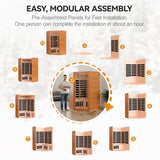HUGROVE 2-3 Person Low EMF FAR Infrared Sauna for Home, Indoor Canadian Hemlock Dry Heat Sauna Kit with Bluetooth Speakers, LED Lights & Smart Control Panel HUGROVE