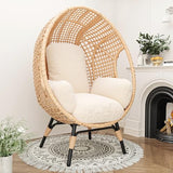 TQKVIPI 2 pcs Oversized Wicker Egg Chair Outdoor Indoor - Rattan Patio Egg Lounge Chairs with Cushion 500lbs Capacity for Living Room, Balcony, Backyard TQKVIPI