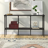 Nellie 55'' Wide Rectangular Console Table with Metal Shelf in Blackened Bronze Henn&Hart