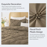 BEDELITE Light Brown Queen Comforter Set - 3 Pieces Boho Pintuck Bedding Comforter Sets, Lightweight Soft & Warm Bed Comforter Queen with 2 Pillowcases for All Season