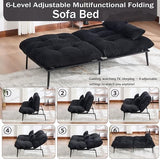 Tocsuna Corduroy Convertible Futon Sofa Bed – Folding Iron Frame Sleeper Couch with Adjustable Backrest, Loveseat Recliner for Living Room, Apartment,(Black) Tocsuna
