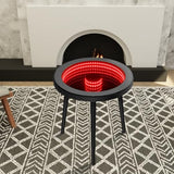 RATTENMO Small Circle Coffee Table -19.7 * 19.7 * 19.5In Nightstand Modern Center Table for Living Room,Tempered Glass Surface with RGB LED Lighting, Smart Control, Office and Bedroom - Black RATTENMO