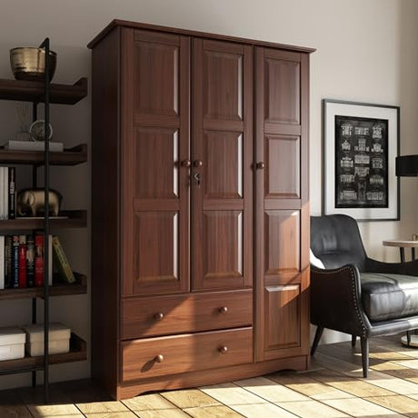 Copper Grove Palace Imports 100% Solid Wood Grand Wardrobe Armoire Mocha Copper Grove