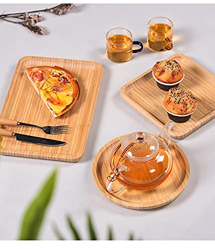 Mojia Personalized Bamboo Serving Trays and Platters, Custom Engraved Decorative Food Platters, Drinks Serving Trays (Rounded Rectangle) Mojia