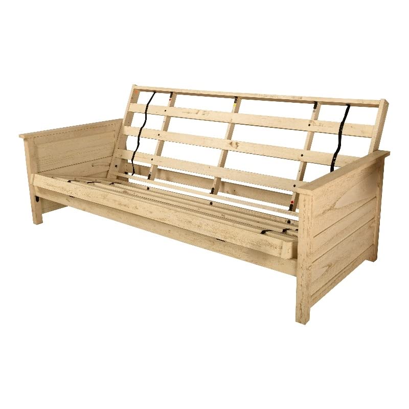 Kodiak Furniture Lexington Full-Size Futon Frame in Weathered White Finish - WoodArtSupply