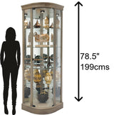 Howard Miller Marlowe Corner Curio Cabinet II - Durable Display Levelers, Metal Shelf Clips with Grey Finish Cabinets for Collectibles, Trophies, Home Decor, Living Room Or Dining Area Howard Miller