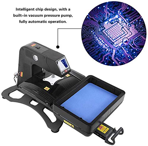 US Stock Multifunctional 110V All in 1 Auto Open Pneumatic T Shirt Heat Press Machine 3D Sublimation Vacuum Heat Transfer Machine for Phone Cases,Plate Bottles, Mugs Black WoodArtSupply