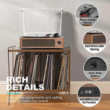 WOCKODER Vintage Record Players for Vinyl with Speakers Belt-Driven Retro Turntable for Vinyl Records Support 3-Speed, Bluetooth Playback, AUX-in, Headphone, RCA All-in-on LP Vinyl Players Brown WOCKODER