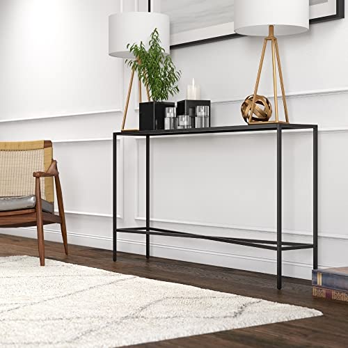 Henley 55'' Wide Rectangular Console Table with Metal Top in Blackened Bronze Henn&Hart
