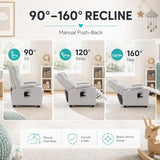 HRVEOCEI Modern Small Recliners for Adults, Gray Recliner Chair with Cup Holder, Push Back Recliners for Small Spaces Living Room Bedroom, 90°-160° Adjustable, Extended Footrest (Light Gray)