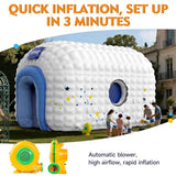 Inflatable Nightclub Party Tent 26.6X16.4X13.5Ft Blower-Inflated, Waterproof Interior Exterior Includes Pull-Rope Stakes Wind and Rain Resistant for Events and Parties JIYANG