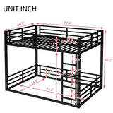 Full Over Full Bunk Bed Frame with Noise Reduced Design, Heavy Buty Floor Bunk Bed with Build in Ladder for Kids, Teens, No Box Spring Needed, Not Include Mattress Bellemave