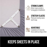 GORILLA GRIP Patent Pending Bed Sheet Holders, Adjustable Elastic Fasteners with Metal Clips, Keep in Place Fitted Bedding Straps, Firm Tight Suspenders for Mattress, US Designed, 4 Pack White GORILLA GRIP