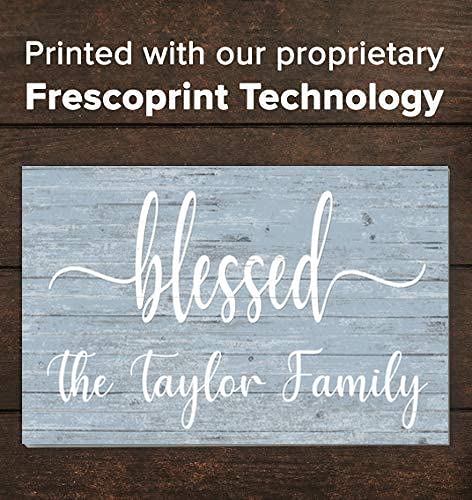 Blessed Sign Custom Family Name Sign Personalized - Solid Wood - Wall Art for Anniversary, New Home, Mother's Day, Couples Gift Idea (Blue) Broad Bay