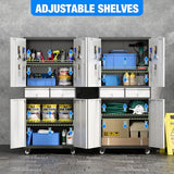Aobabo 71" H 2 Drawer Metal Storage Cabinet with Wheels and 4 Pegboards,Lockable Steel Garage Storage Cabinet with 2 Adjustable Shelves,Black Sliver,Assembly Required Aobabo