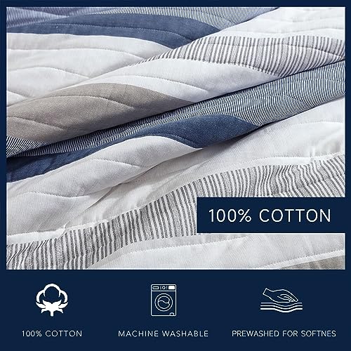 Nautica - Twin Quilt Set, Soft & Breathable Cotton Bedding with Medium Weight Feel, Reversible 2 Piece Bed Set with Matching Pillowcase (Galewood Blue) Nautica